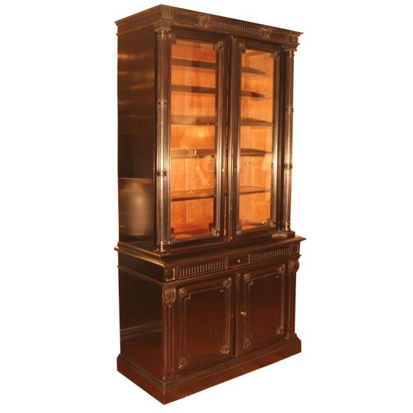 Large ebonized bookcase