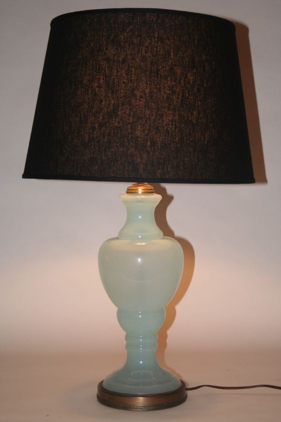 French Blue Opaline Lamp