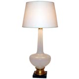 White Opaline Glass Lamp with Gold Base