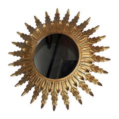 Spanish Round Gilt Metal Mirror