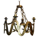 Gilt Iron Chandelier with 4 Lights