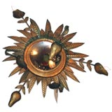 Large Gilt Metal Ceiling Fixture with 6 Separate Lights