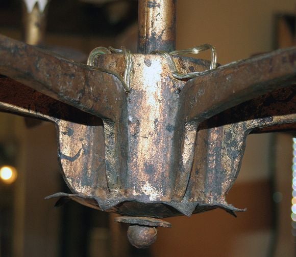 Gilt Iron 8 Arm Chandelier