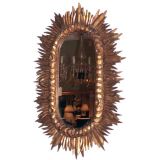 Gilt Wood Oval Sunburst Mirror
