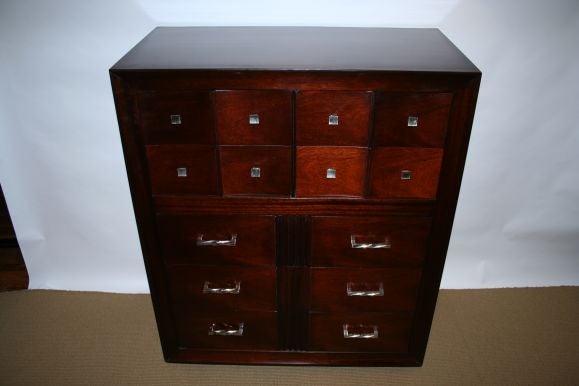 Handsome modern mahogany high chest made by Tomlinson