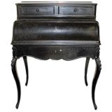 Antique Ebonized Desk with Carved Cabriole Legs
