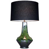 Vintage Large Green Enameled Ceramic Lamp