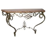 French Wrought Iron Wall Console with Marble Top