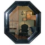 Octagonal Mirror with Ebonized Wood Frame