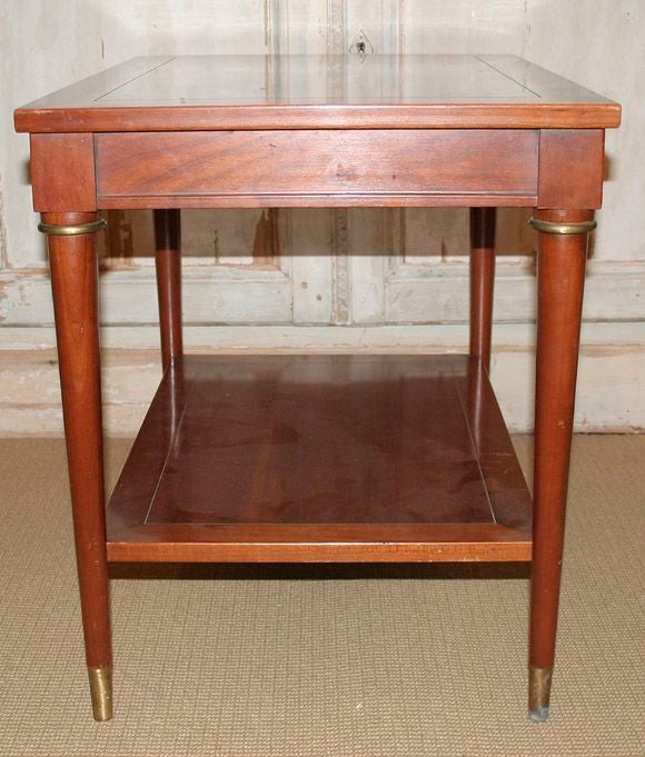 Pair of chery wood, two tiered end tables.
