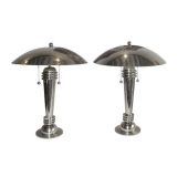 Pair 1930's Chrome Metal Table Lamps
