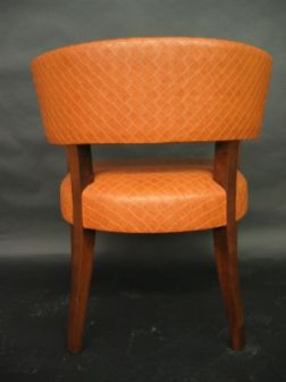 a pair of Lyon side chairs in embossed pleather In Excellent Condition For Sale In Bronx, NY