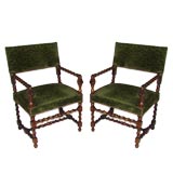 Vintage Pair of Barley Twist  Walnut Chairs