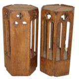 Pair of Antique Hexagonal Pedestal Tables