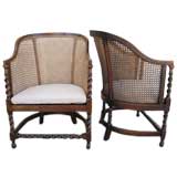Pair of Curved Back Cane Hotel Chairs