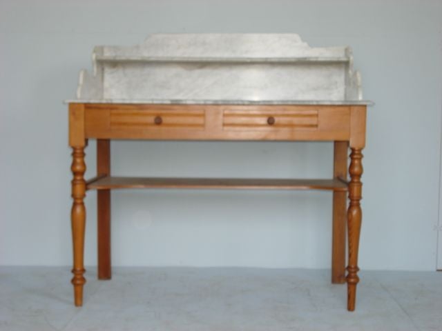 Marble-Topped Pine Kitchen Desk