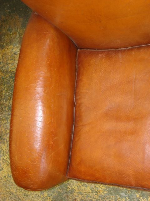 Pair of Mustache Back Leather Club Chairs 1