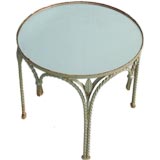 Round Iron Side Table with Mirrored Top