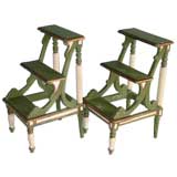 Green Painted Three Level Step Stool Sidetables