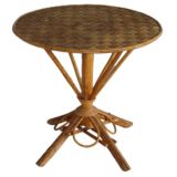 Round French Rattan Side Table