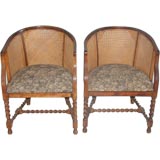 Retro Pair of English Cane Back Chairs