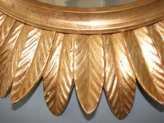 American Round Gold Acanthus Leaf Mirror