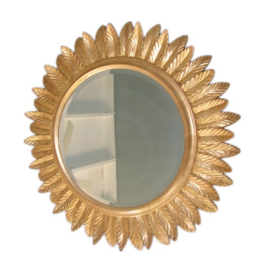 Round Gold Acanthus Leaf Mirror