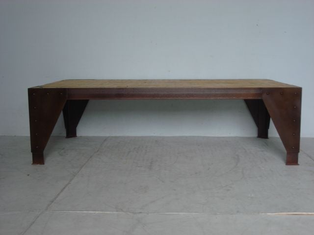 Pine and Iron Riveted Coffee Table