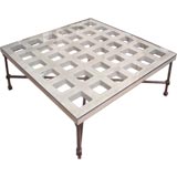 Mecox California Grate Concrete Top Coffee Table with Glass