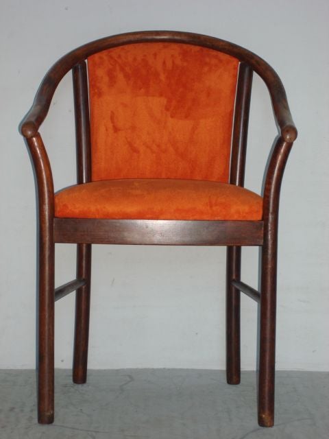Bent Wood Italian Armchair with Upholstered Seat and Back<br />
Milan, Circa 1950's (Set of 8 Available)<br />
33.5