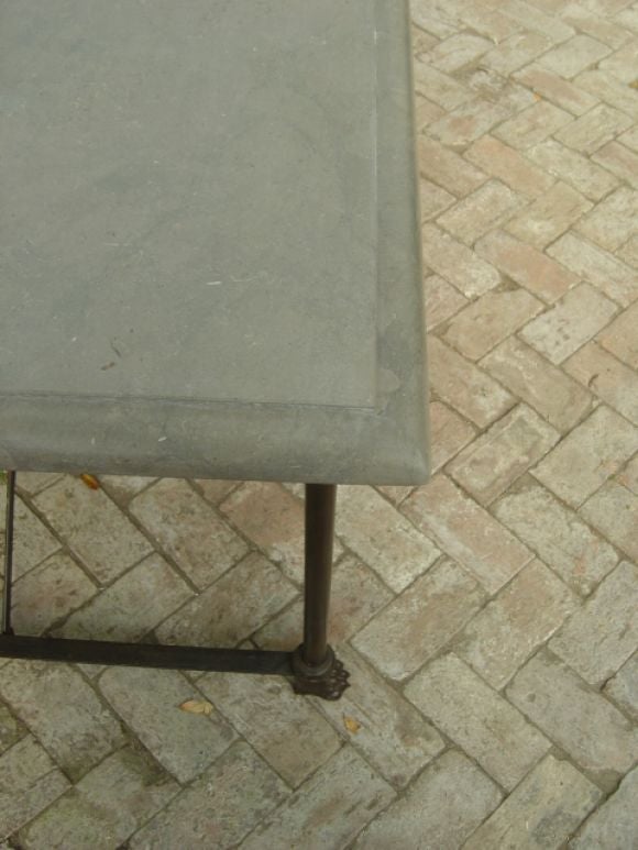 Grey Marble Top Dining Table with Metal Double Cross 