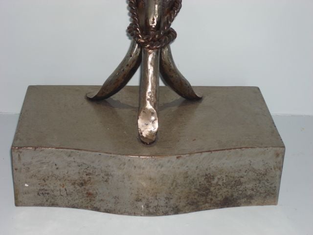 French Marble and Iron Console with Branch Motif Base 1