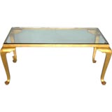 Glass and Glided Wood Coffee Table