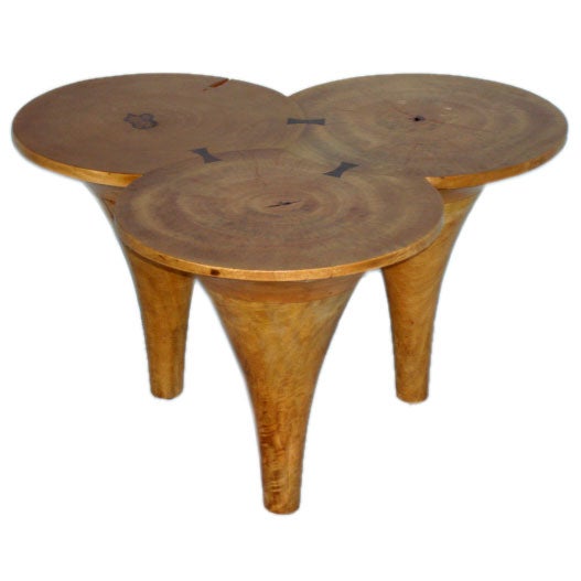 Wood Clover Shaped Side Table