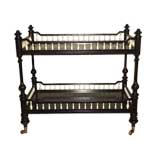 Two Shelf Bar Cart with Turned Legs and Spindle Galleries