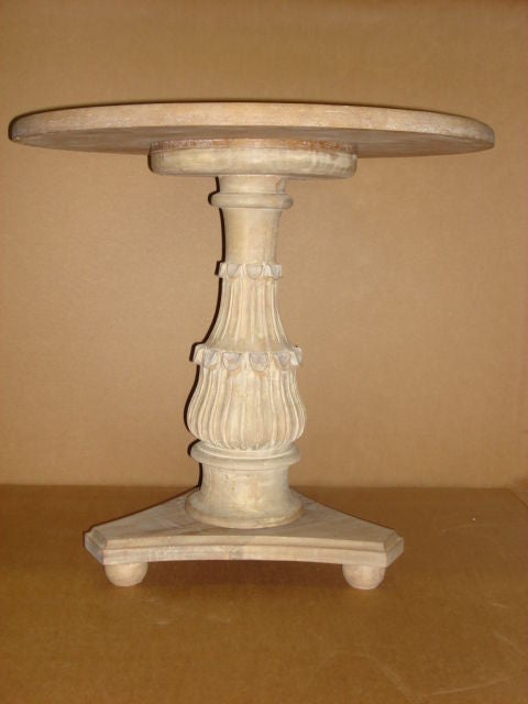 Bleached Wood Pedestal Side Table