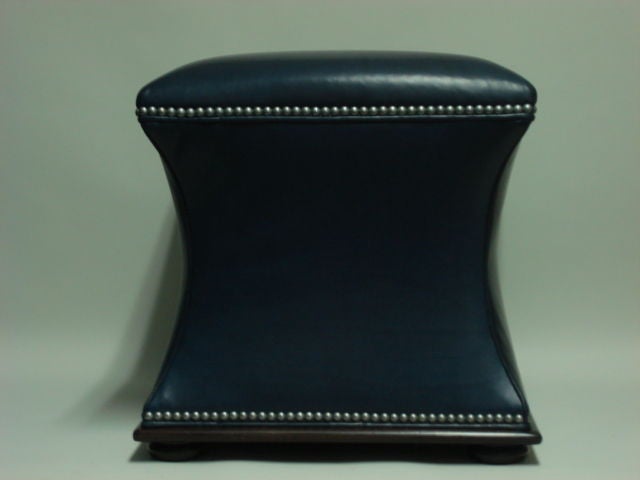 Charles Hassock in Navy Blue Leather with Pewter Nailheads, can be ordered in other leathers. COM Available.<br />
19.75