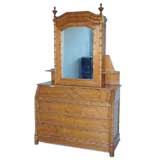 Faux Bamboo Tall Secretary with Pullout Desktop