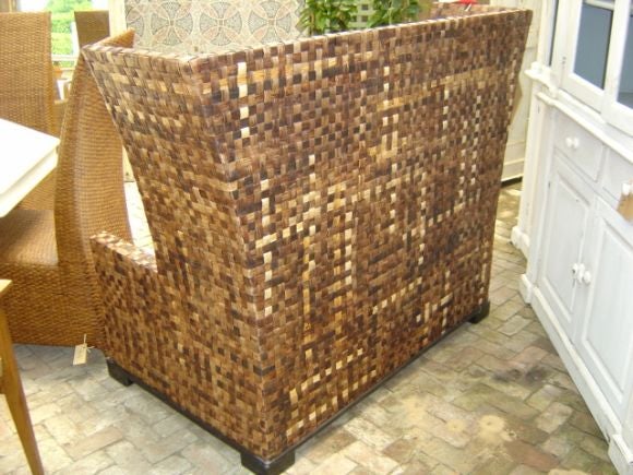 Woven Banana Leaf High Back Settee