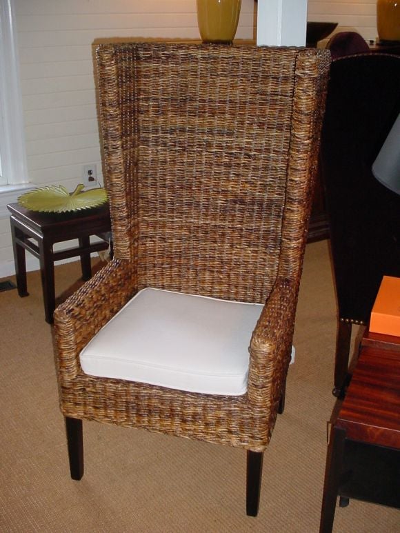 High Backed Woven Banana Leaf Bermuda Chair with Cushion<br />
27 W x 24 D x 51 H