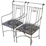 Metal Chairs with Zebra Fabric