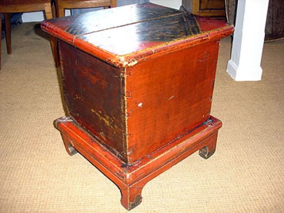Red Lacquered Box Side Tables