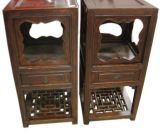 Pair of Antique Chinese Lacquered Side Tables with Flower Stands