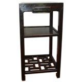 Chinese Flower Stand/Side Table with Lattice Shelf