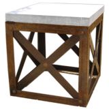 X- Metal Frame Side Table with Blue Stone Top