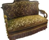 French Green Velvet Sofa From Late 1800's