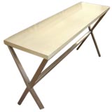 Concrete Top Console with Stainless Steel X-Base