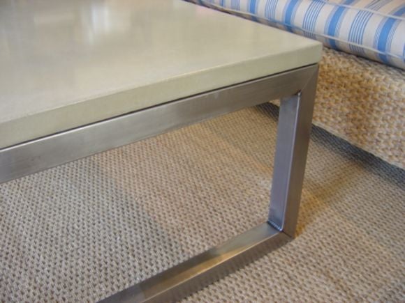 Concrete Top Coffee Table with Stainless Steel Base