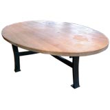 Oval Oak Dining Table with Metal Cross Base