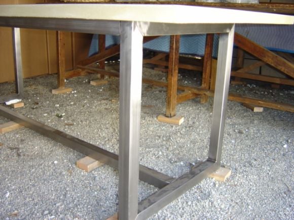 Concrete Top Dining Table with Steel Base